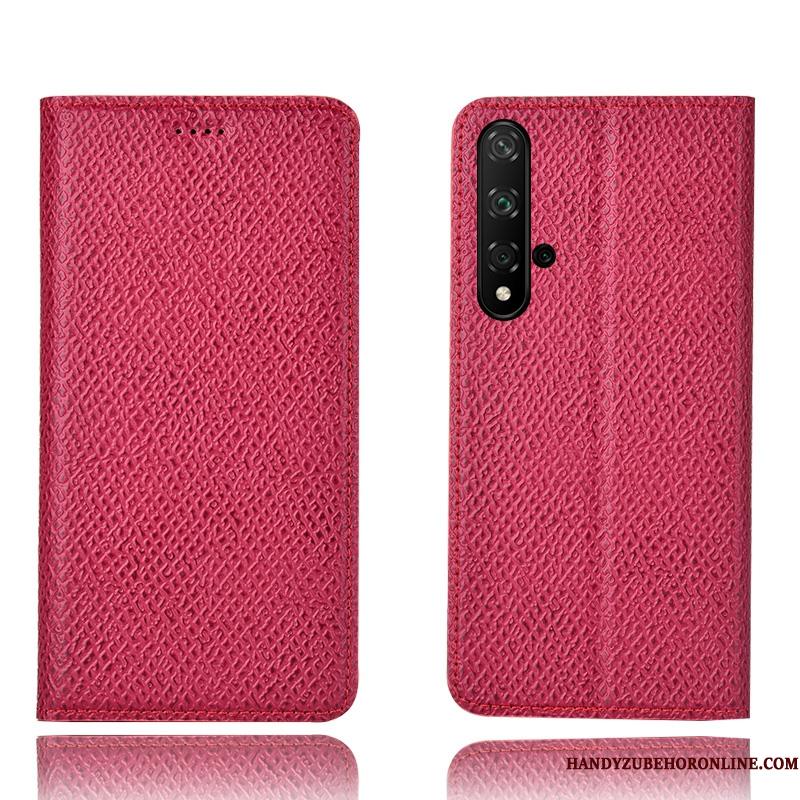 Huawei Nova 5t Telefon Etui Mønster Beskyttelse Alt Inklusive Ægte Læder Cover Rød