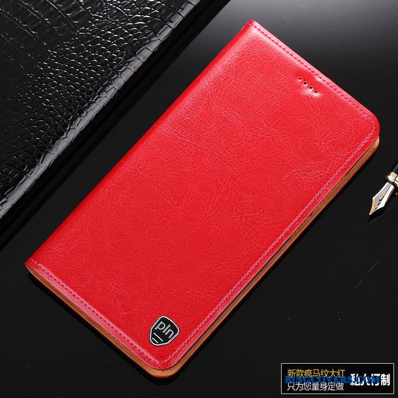 Huawei Nova Etui Lædertaske Ægte Læder Beskyttelse Mobiltelefon Rød Folio Cover