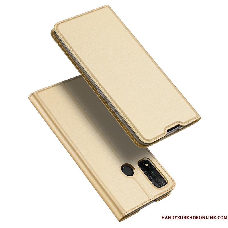 Huawei P Smart 2020 Guld Telefon Etui Lædertaske Tynd Kort Magnetisk Clamshell