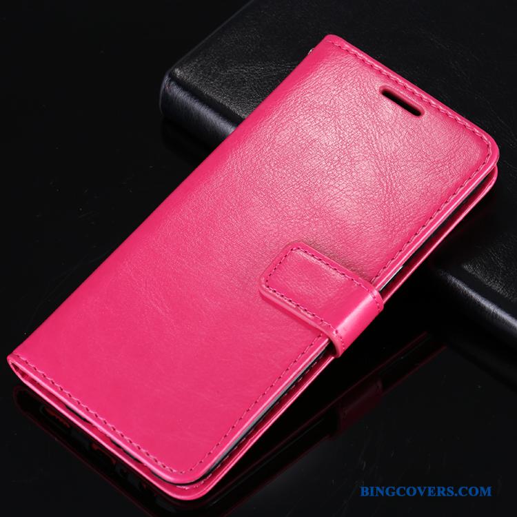 Huawei P Smart Blød Lædertaske Telefon Etui Silikone Folio Anti-fald Rød