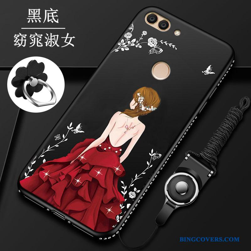 Huawei P Smart Etui Cover Anti-fald Telefon Nubuck Sort Beskyttelse