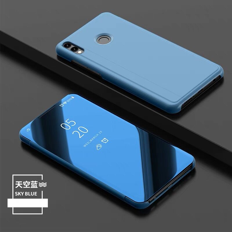 Huawei P Smart Z Alt Inklusive Blå Spejl Anti-fald Gennemsigtig Telefon Etui Folio