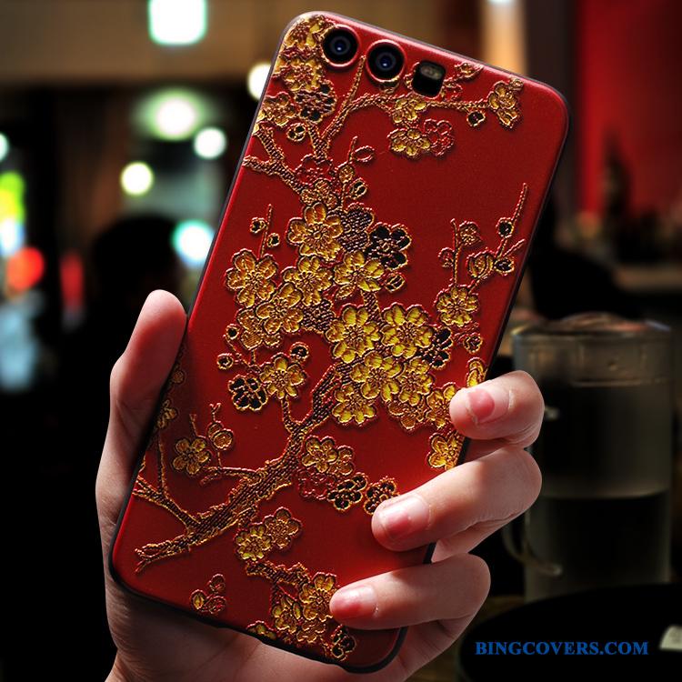 Huawei P10 Blød Rød Vintage Silikone Telefon Etui Kreativ Af Personlighed