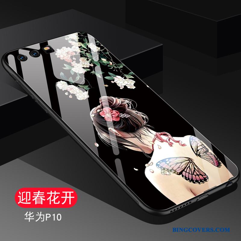 Huawei P10 Etui Glas Silikone Kreativ Af Personlighed Sort Anti-fald Trend
