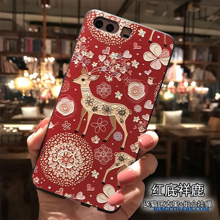 Huawei P10 Etui Silikone Hængende Ornamenter Telefon Trend Cover Rød