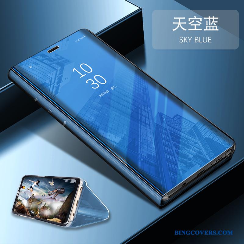 Huawei P10 Lite Etui Beskyttelse Lædertaske Alt Inklusive Blå Spejl Cover Anti-fald