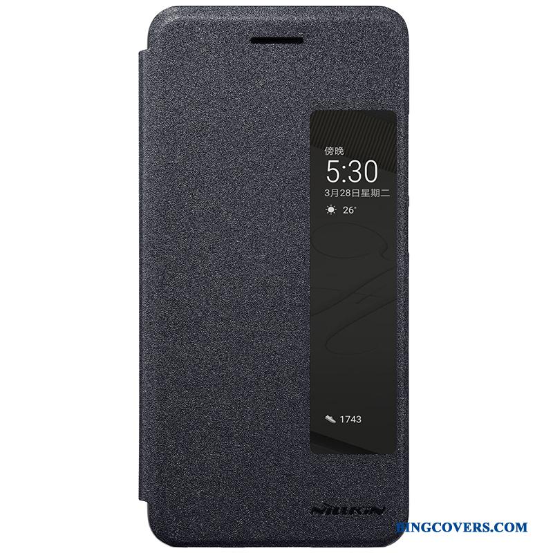 Huawei P10 Plus Anti-fald Cover Telefon Etui Sort Beskyttelse Folio Lædertaske