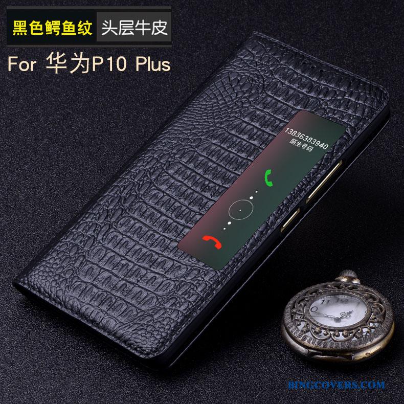 Huawei P10 Plus Beskyttelse Vækstdvale Telefon Etui Cover Lædertaske Ægte Læder Mobiltelefon