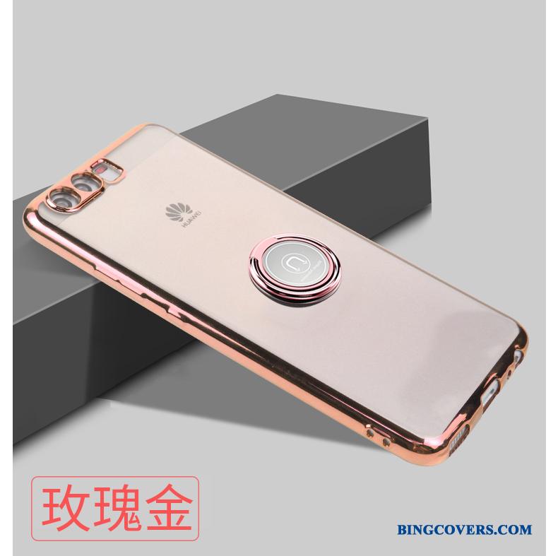Huawei P10 Plus Etui Magnetisk Beskyttelse Ring Anti-fald Lyserød Blød