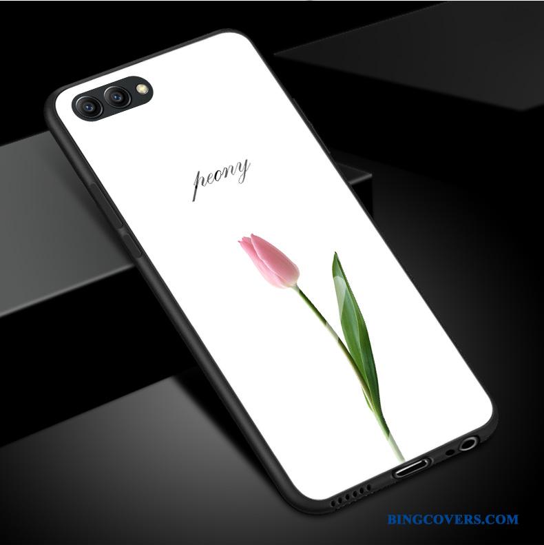 Huawei P10 Plus Hvid Kunst Glas Telefon Etui Blomster Frisk Rose