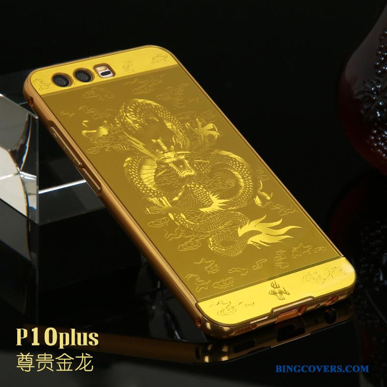Huawei P10 Plus Telefon Etui Cover Dragon Alt Inklusive Metal Beskyttelse Guld