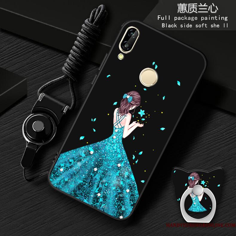 Huawei P20 Lite Etui Cartoon Hængende Ornamenter Anti-fald Blå Kreativ Cover Beskyttelse