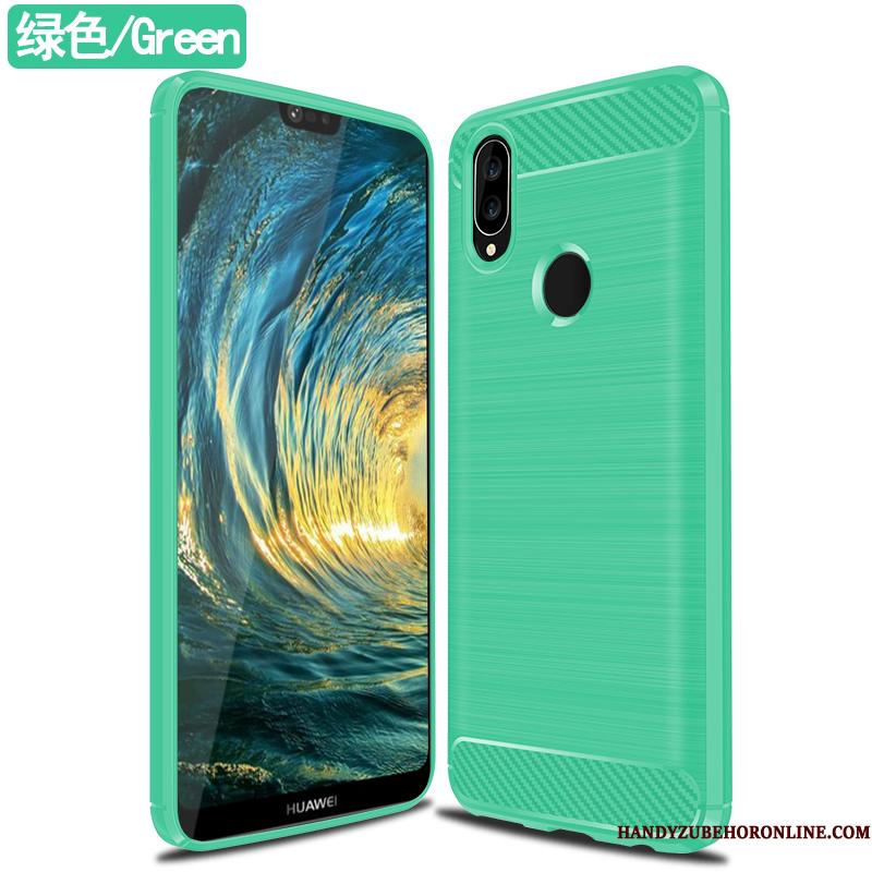 Huawei P20 Lite Etui Grøn Anti-fald Blød Beskyttelse Cover Silke Fiber