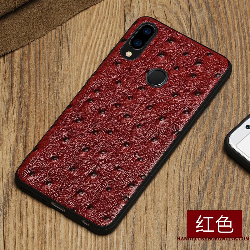 Huawei P20 Lite Etui Mobiltelefon Rød Lædertaske Beskyttelse Cover Ægte Læder