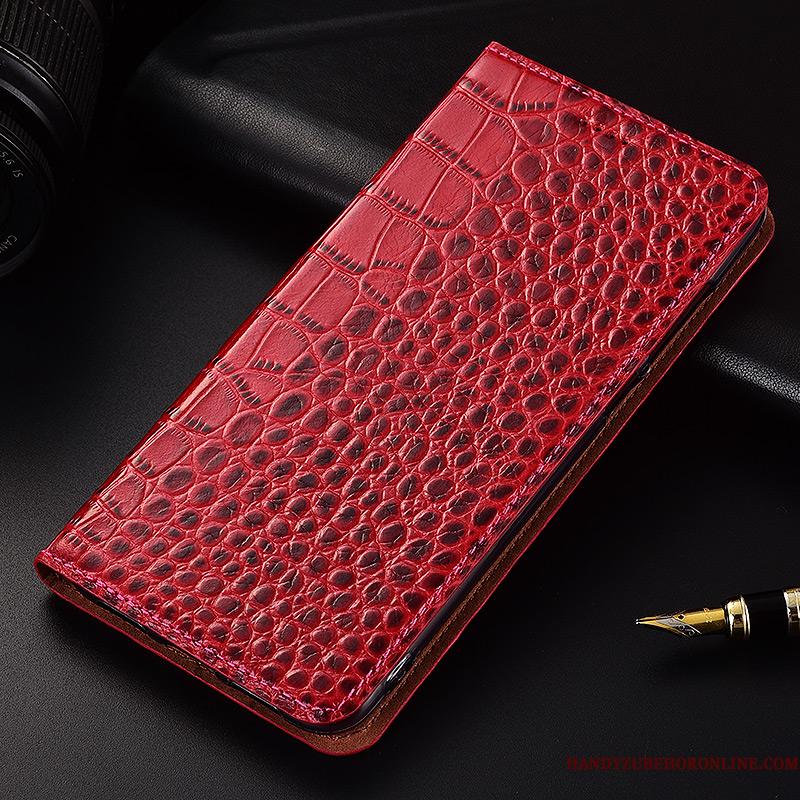 Huawei P20 Lite Lædertaske Rød Folio Cover Krokodille Blød Etui