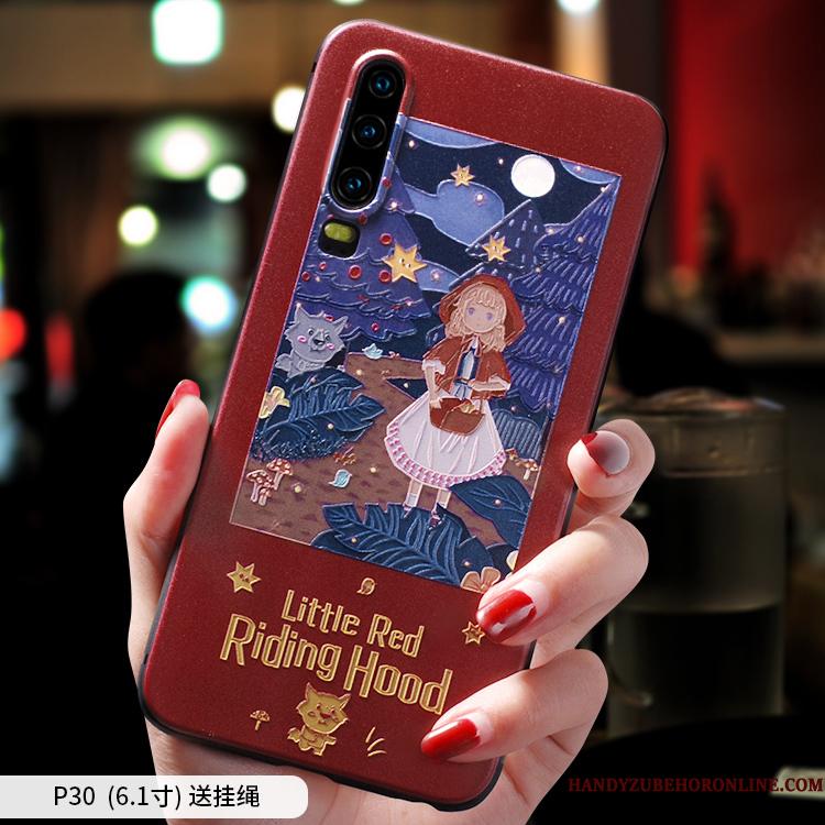 Huawei P30 Etui Cover Beskyttelse Af Personlighed Alt Inklusive Rød Kreativ Blød