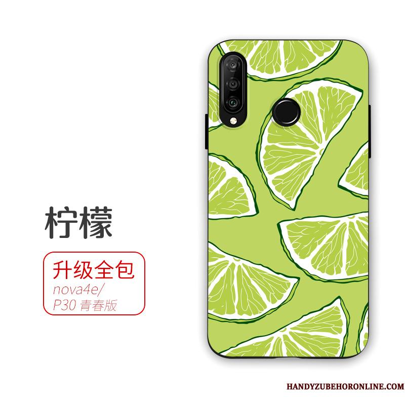 Huawei P30 Lite Grøn Frisk Blød Telefon Etui Nubuck Cover Anti-fald