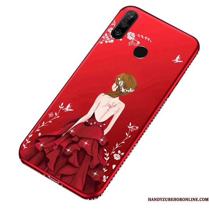 Huawei P30 Lite Kreativ Telefon Etui Blød Hængende Ornamenter Rød Mode
