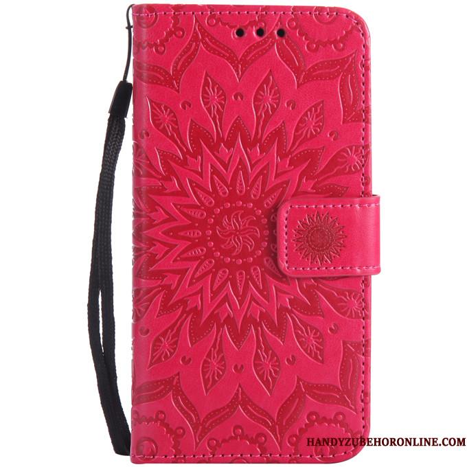 Huawei P30 Lite Lædertaske Alt Inklusive Silikone Stjerne Anti-fald Telefon Etui Rød