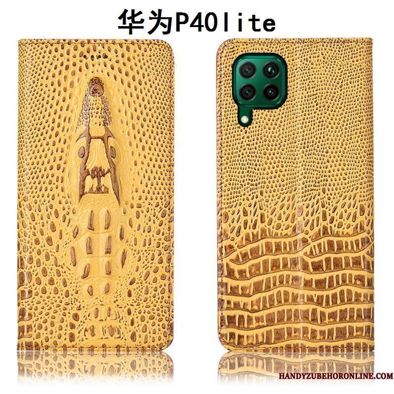 Huawei P40 Lite Alt Inklusive Cover Gul Folio Telefon Etui Beskyttelse Lædertaske