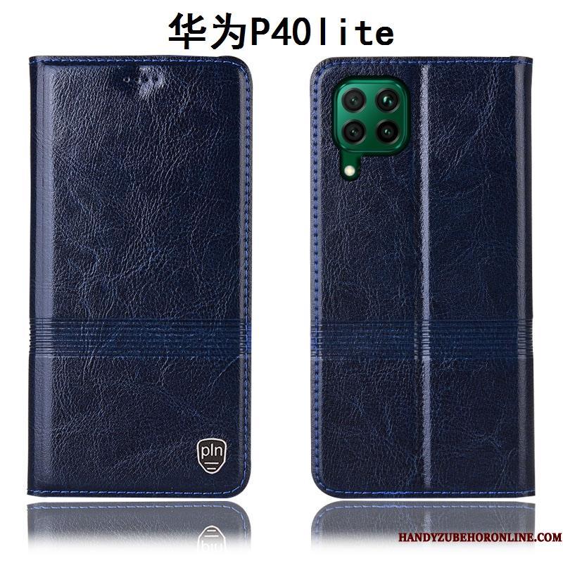 Huawei P40 Lite Telefon Etui Anti-fald Cover Lædertaske Blå Beskyttelse Alt Inklusive