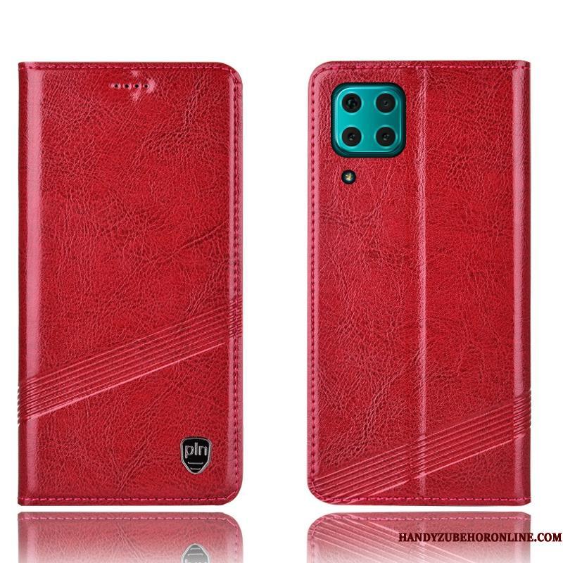 Huawei P40 Lite Telefon Etui Folio Beskyttelse Cover Lædertaske Anti-fald Rød