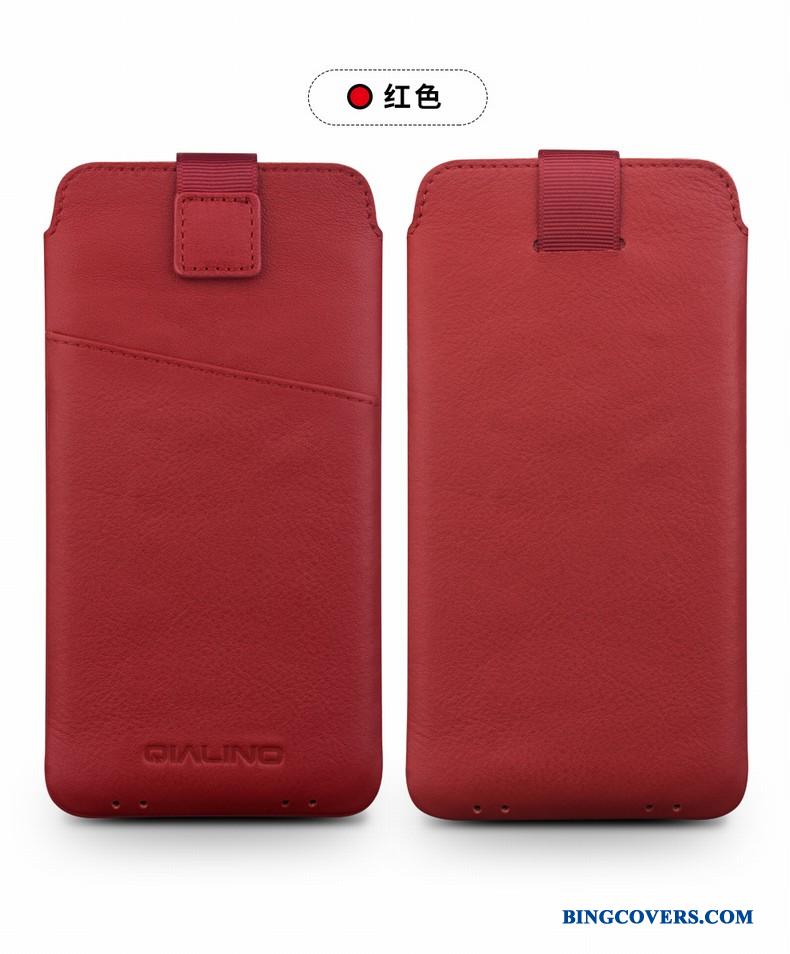 Huawei P9 Etui Trend Cover Rød Simple Mobiltelefon Lædertaske Ægte Læder