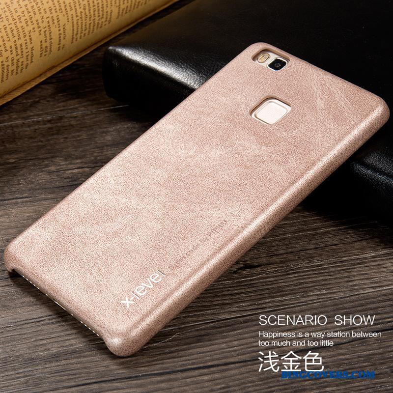 Huawei P9 Lite Anti-fald Beskyttelse Cover Guld Lyse Telefon Etui Lædertaske