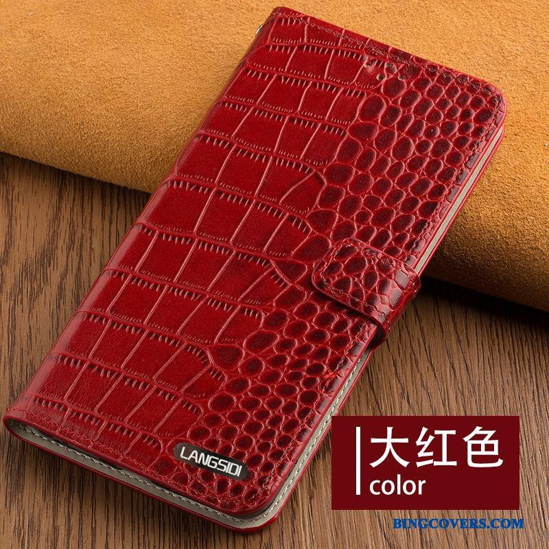 Huawei P9 Lite Etui Beskyttelse Anti-fald Ægte Læder Tilpas Cover Rød Hængende Ornamenter