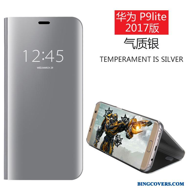 Huawei P9 Lite Telefon Etui Spejl Ungdom Clamshell Cover Sølv Beskyttelse