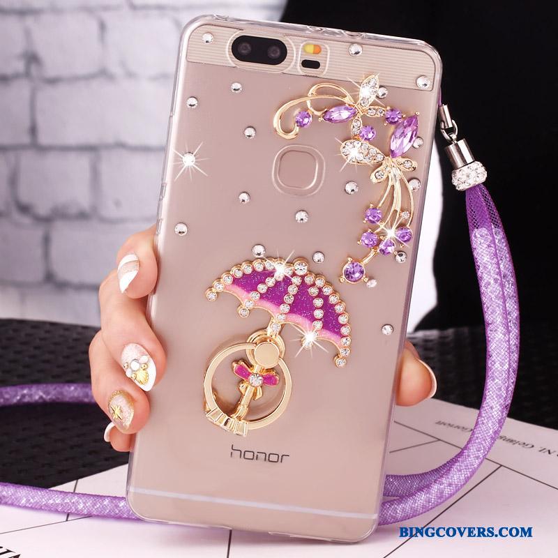 Huawei P9 Plus Beskyttelse Guld Telefon Etui Krystal Anti-fald Cover Hængende Ornamenter