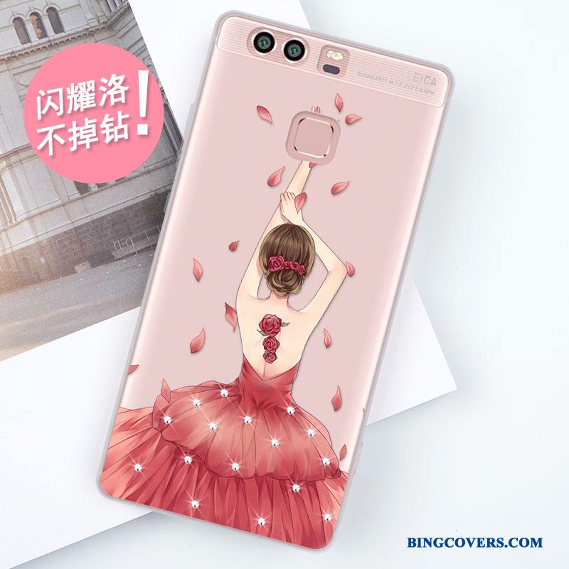 Huawei P9 Rød Anti-fald Cover Silikone Alt Inklusive Telefon Etui Af Personlighed