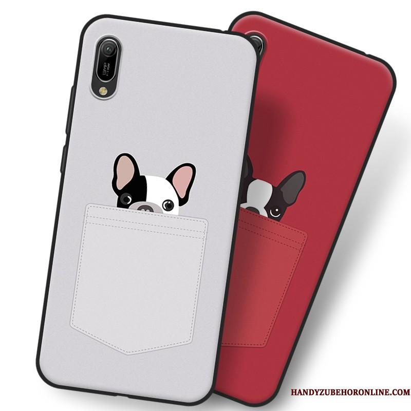 Huawei Y6 2019 Cover Rød Blød Etui Hængende Ornamenter Telefon Cartoon