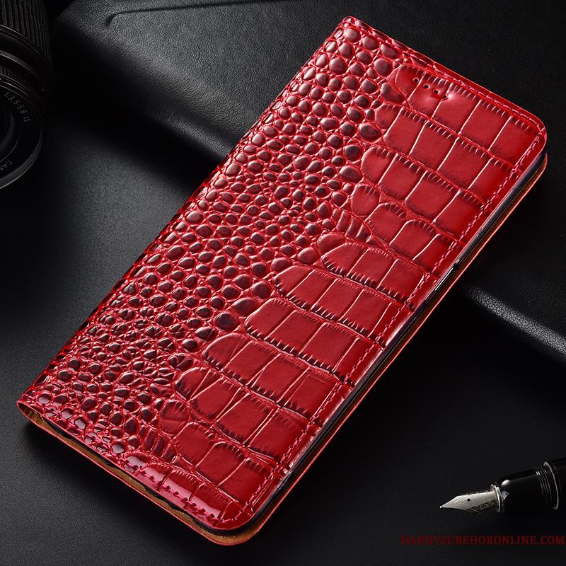 Huawei Y7 2019 Etui Mønster Anti-fald Rød Krokodille Cover Lædertaske Beskyttelse