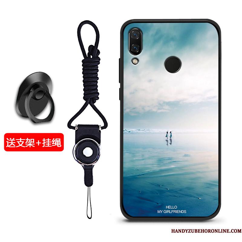 Huawei Y7 2019 Silikone Beskyttelse Etui Mobiltelefon Nubuck Blød Blå