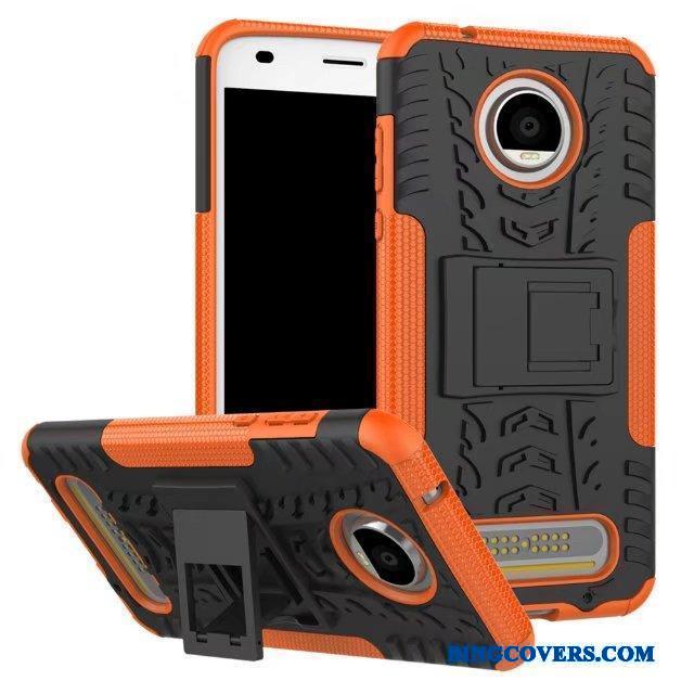 Moto Z2 Play Cover Support Beskyttelse Telefon Etui Orange Anti-fald Mønster