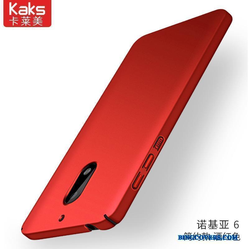 Nokia 6 Nubuck Telefon Etui Anti-fald Cover Silikone Alt Inklusive Rød
