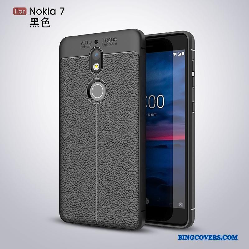 Nokia 7 Silikone Etui Beskyttelse Telefon Anti-fald Sort Blød