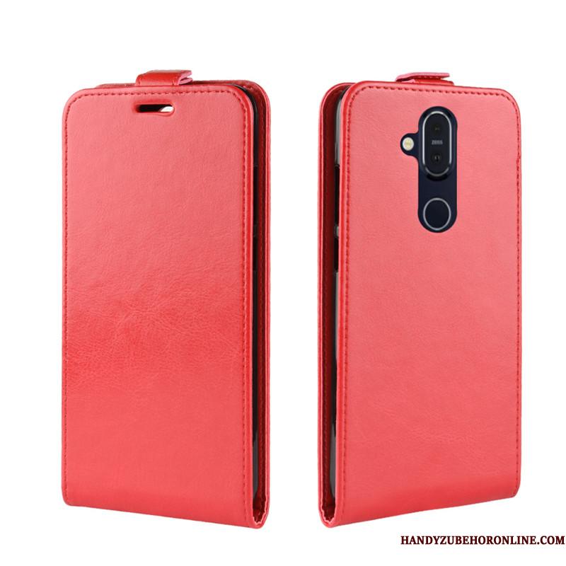 Nokia 8.1 Beskyttelse Rød Telefon Etui Lædertaske Tegnebog Anti-fald Folio