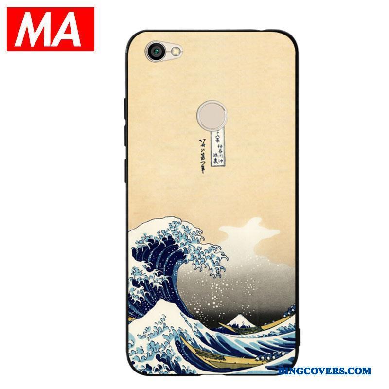 Redmi Note 5a Etui Japansk Rød Høj Scenery Cover Havbølger Blød