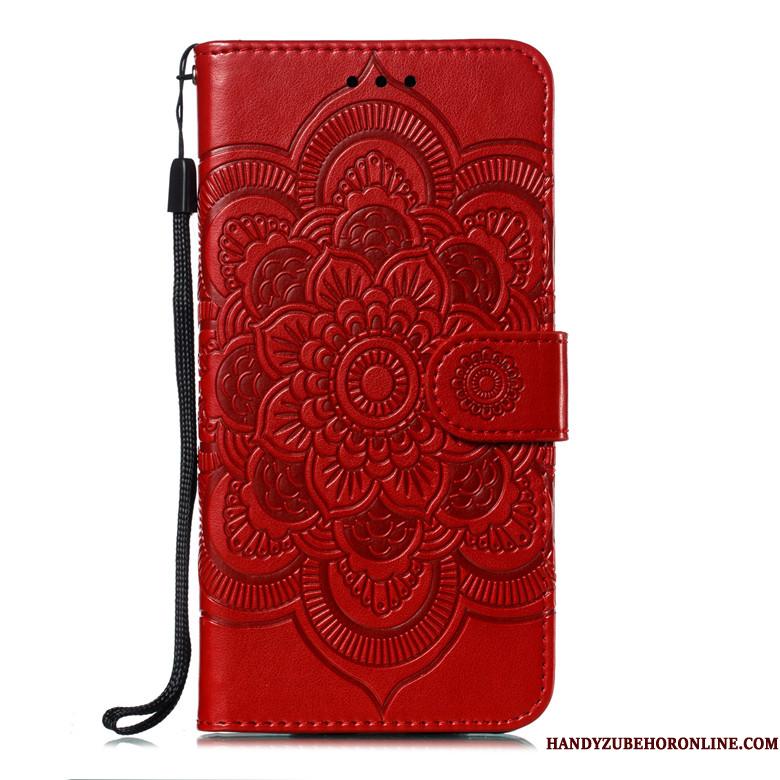 Redmi Note 6 Pro Etui Rød Lille Sektion Lædertaske Beskyttelse Clamshell Cover Silikone
