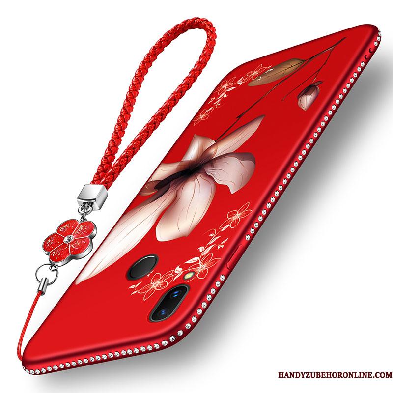 Redmi Note 7 Blød Etui Blomster Anti-fald Lille Sektion Rød Cover