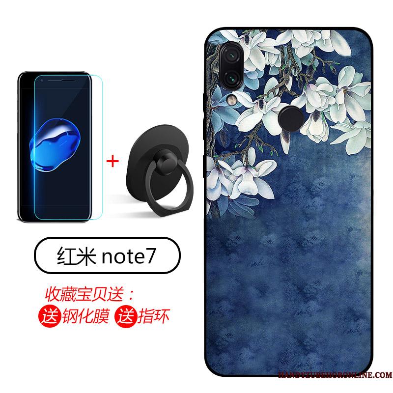 Redmi Note 7 Telefon Etui Cover Beskyttelse Anti-fald Nubuck Blå Blød
