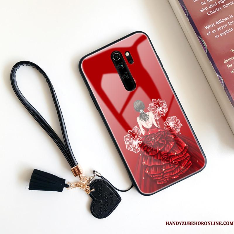Redmi Note 8 Pro Etui Smuk Glas Anti-fald Hængende Ornamenter Silikone Cover Plisseret