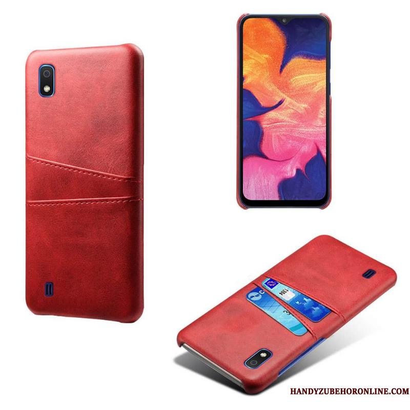 Samsung Galaxy A10 Etui Kort Lædertaske Ny Rød Beskyttelse Mobiltelefon Cover