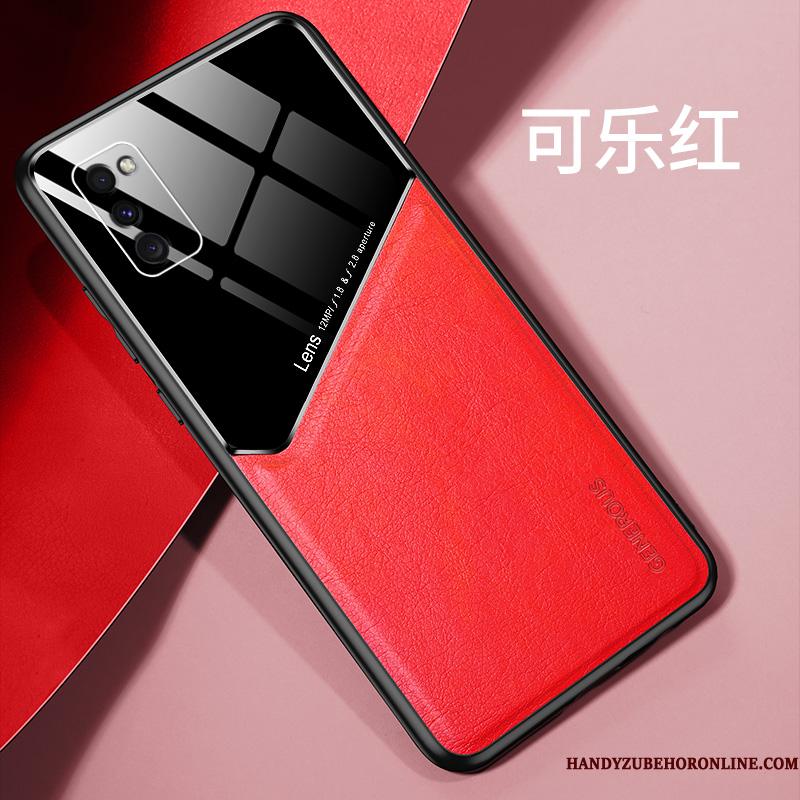 Samsung Galaxy A41 Etui Blød Magnetisk Læder Trend Simple Anti-fald Rød