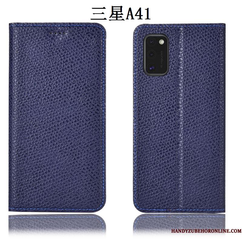 Samsung Galaxy A41 Lædertaske Cover Alt Inklusive Folio Mønster Anti-fald Telefon Etui