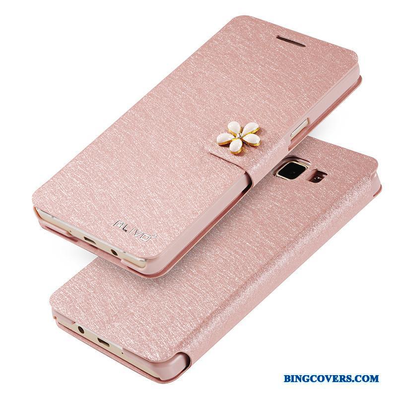 Samsung Galaxy A5 2015 Etui Beskyttelse Rosa Guld Mobiltelefon Cover Lædertaske Stjerne Clamshell