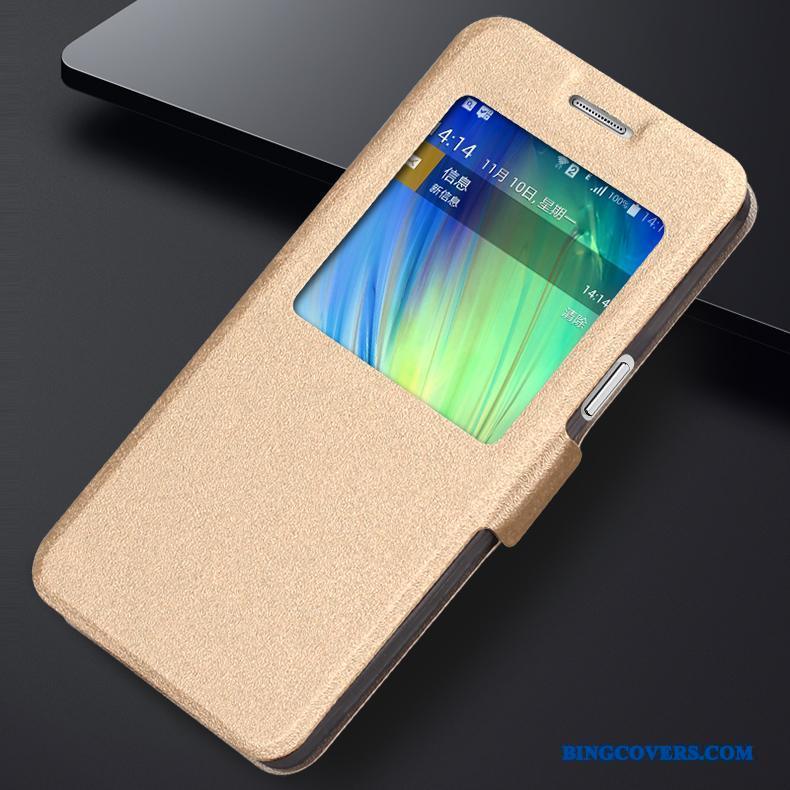 Samsung Galaxy A5 2015 Guld Etui Cover Lædertaske Telefon Stjerne Mobiltelefon