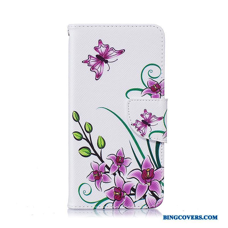 Samsung Galaxy A5 2016 Cover Blomster Malet Beskyttelse Lilla Folio Telefon Etui